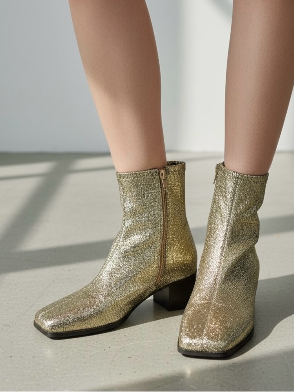 Katy Perry Loletta Gold Metallic Stretch Booties Size 11